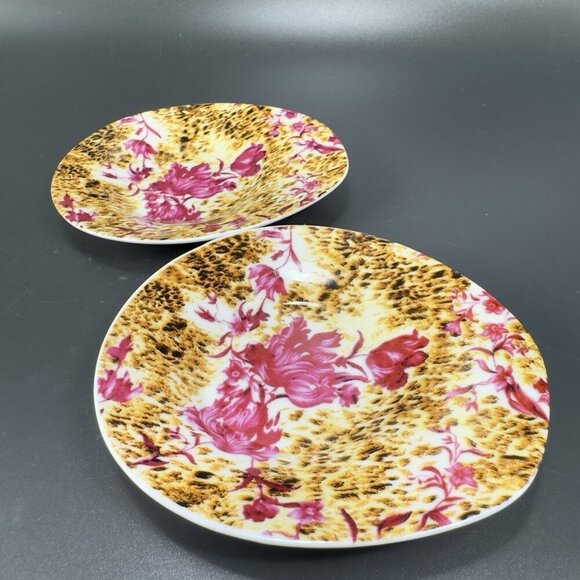 World Of Porcelain By HOM Dish Trinket Plate Spoon Rest Holder Purple Flower Set - Picture 7 of 11